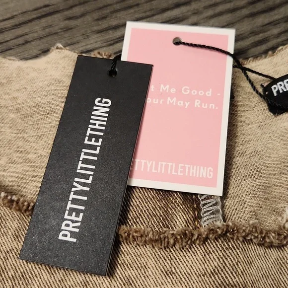 PRETTY LITTLE THING Women's  Tan Sleeveless Denim TopVest Size 8. - Picture 3 of 13